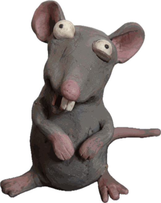 the clay rat sculpture